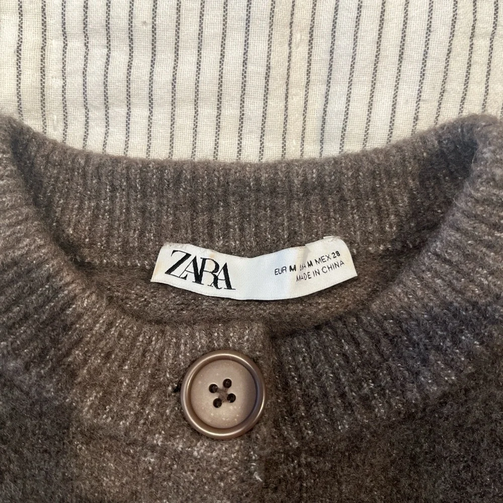 Zara Taupe Button-Up Women's Cardigan - Picture 3 of 3